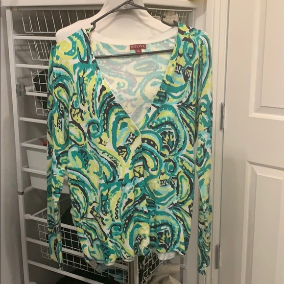 Summer Beautiful Mixed Greens V Neck Button Sweater - Picture 1 of 5